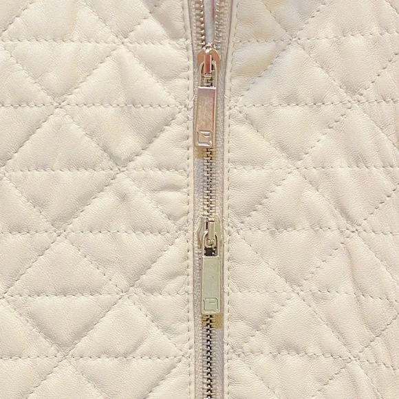 Lafayette 148 New York Cream Quilted Bomber Jacket Size XL ✨PRISTINE CONDITION✨ - Picture 4 of 8